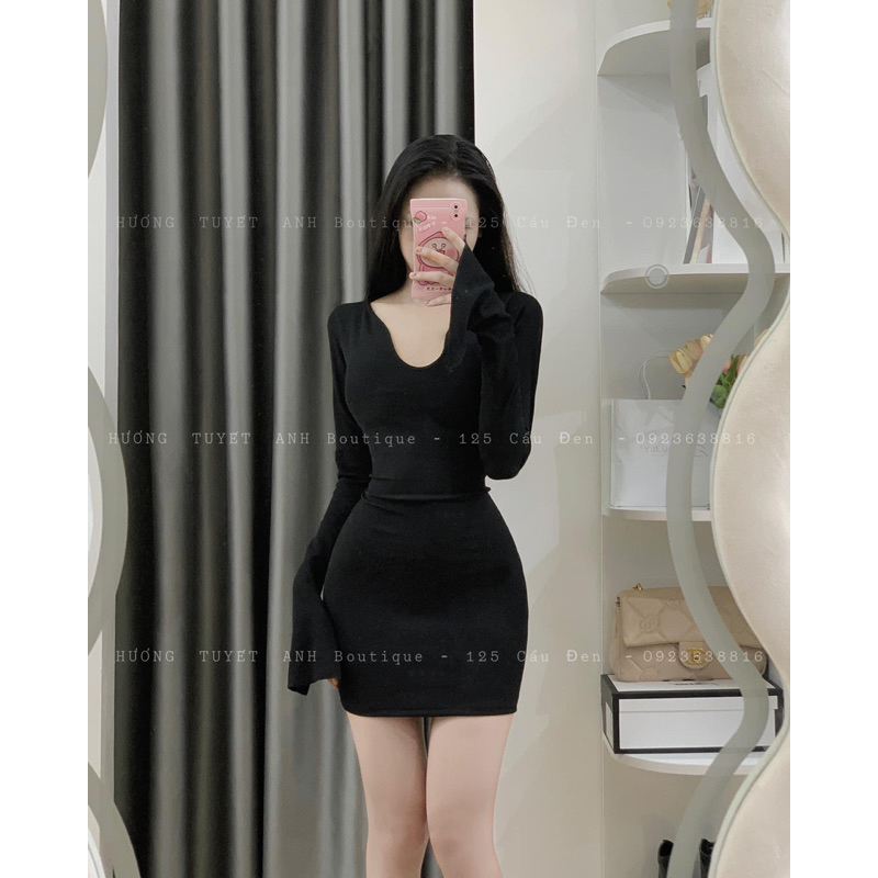 Đầm Thun Body Cổ V Tay Xẻ Tôn Dáng D248