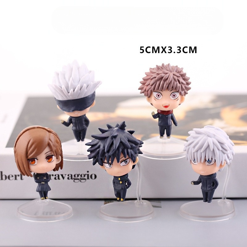 Mô Hình Bộ 5 Nhân Vật Anime Chú Thuật Hồi Chiến Kaisen Gojo, Mô Hình Để Bàn Decor Trang Trí, Quà Tặng Sinh Nhật Cho Bé