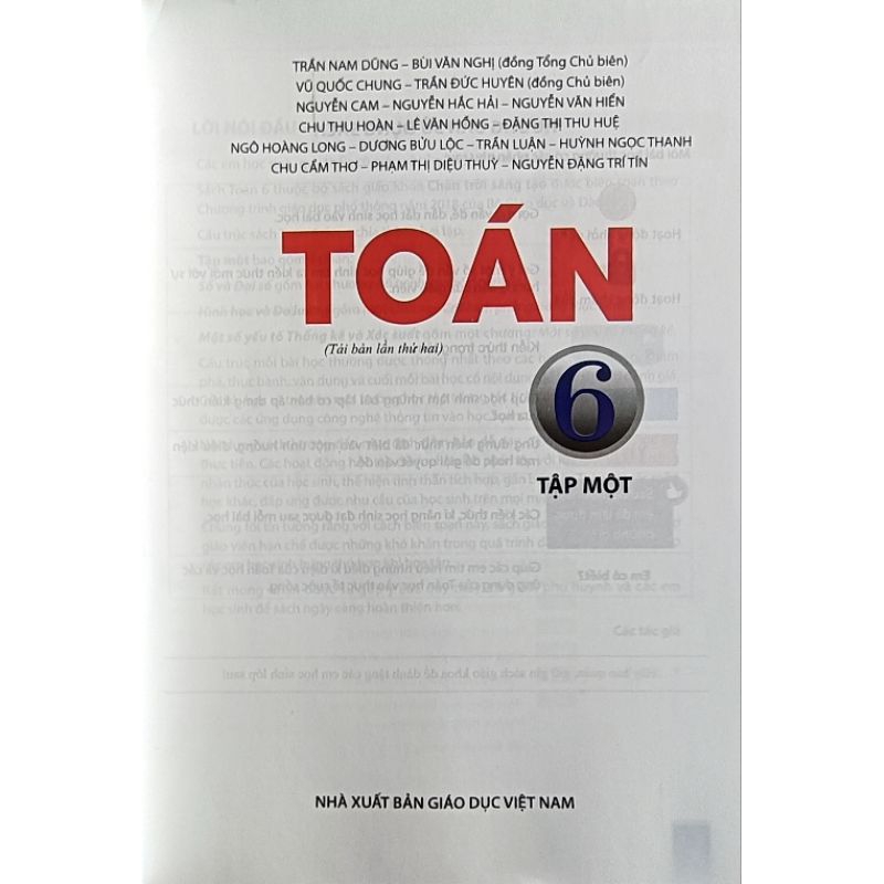 Toán lớp 6 Tập 1 +Bìa bao