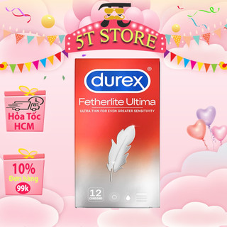 Bao Cao Su Siêu Mỏng Durex Fetherlite Ultima - Mang Cảm Giác Siêu Mỏng Chân Thật - Hộp 12 Cái
