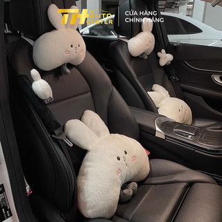 Bộ gối tựa đầu, tựa lưng thỏ con dễ thương, tựa lưng ô tô hình thú cho ô tô, ghế văn phòng êm ái