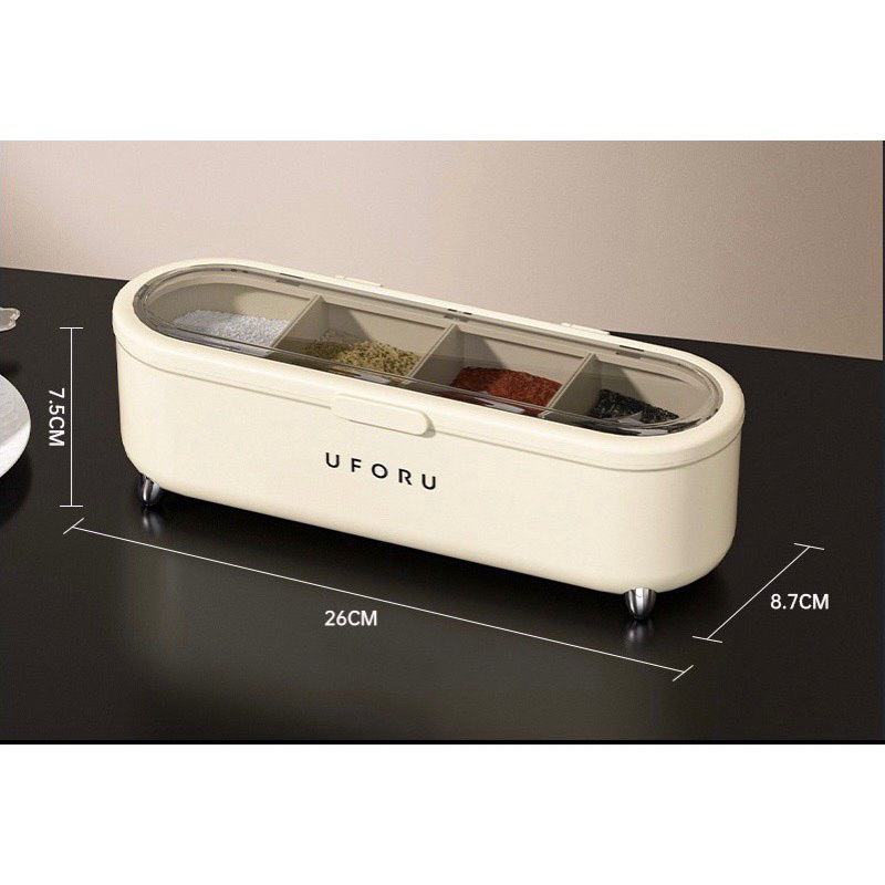 HỘP ĐỰNG GIA VỊ 4 NGĂN UFORU CAO CẤP
