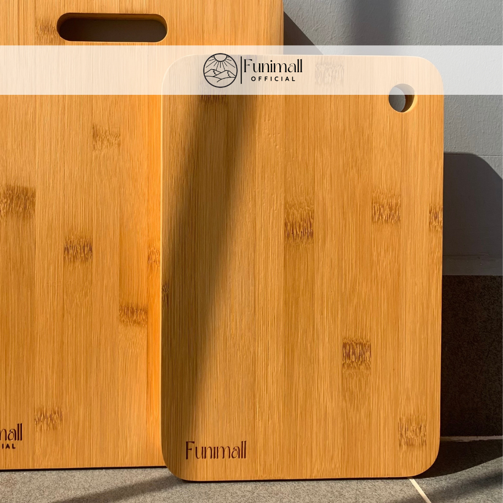Thớt tre chữ nhật-tròn cao cấp FUNIMALL không mùn, siêu nhẹ, kháng khuẩn, dày dặn
