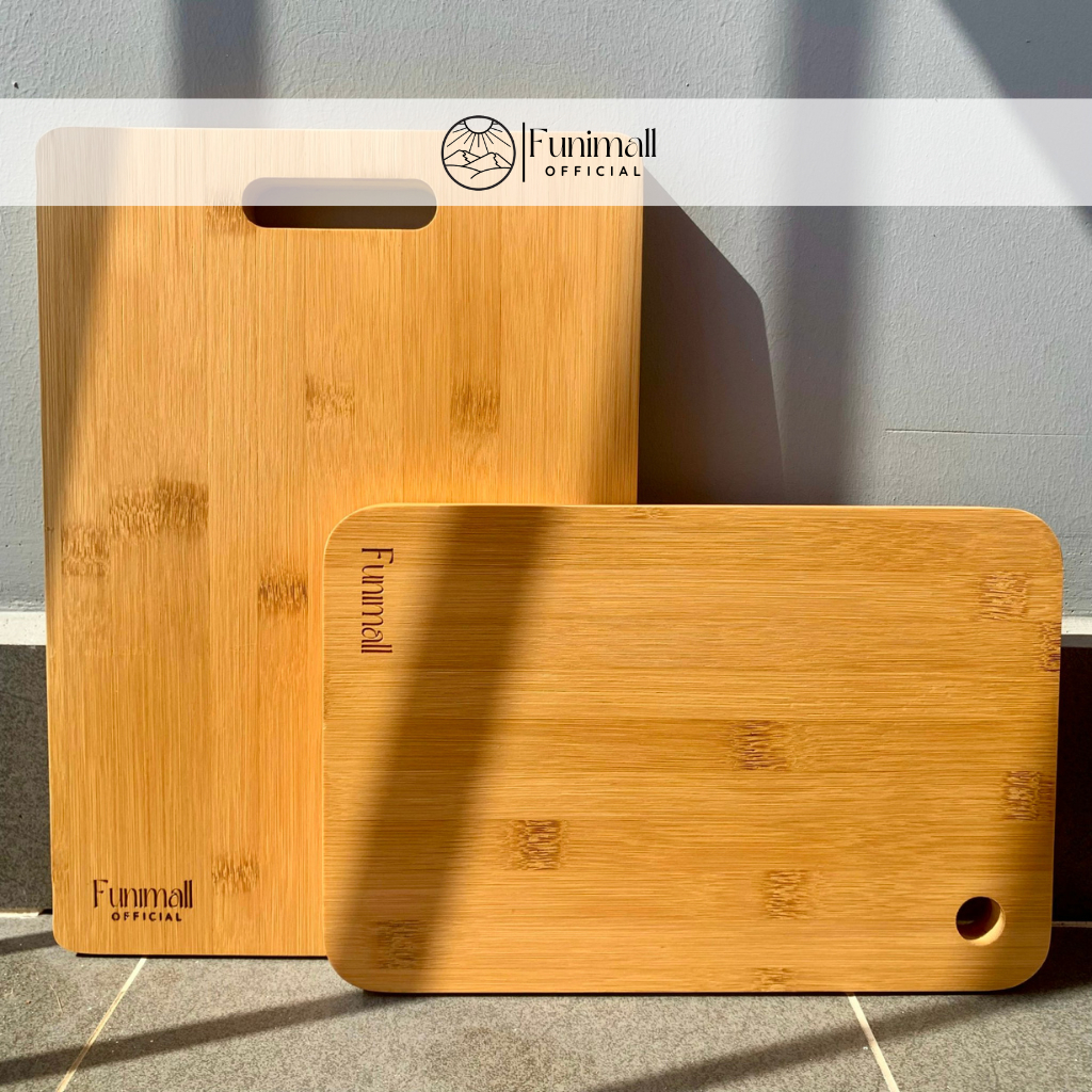 Thớt tre chữ nhật-tròn cao cấp FUNIMALL không mùn, siêu nhẹ, kháng khuẩn, dày dặn