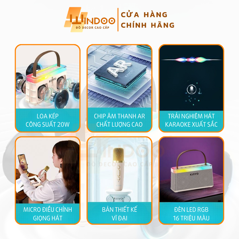 Loa bluetooth karaoke công suất lớn, loa hát karaoke âm thanh chất lượng bassh mạnh siêu trầm WINDOO WD83