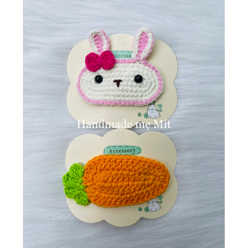 Kẹp tóc bằng len handmade thỏ và cà rốt