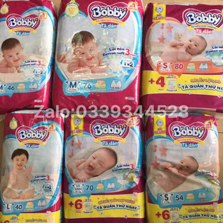 Tã dán bobby 3 lõi thần kỳ - đủ size: nb70, s54, m46, l40