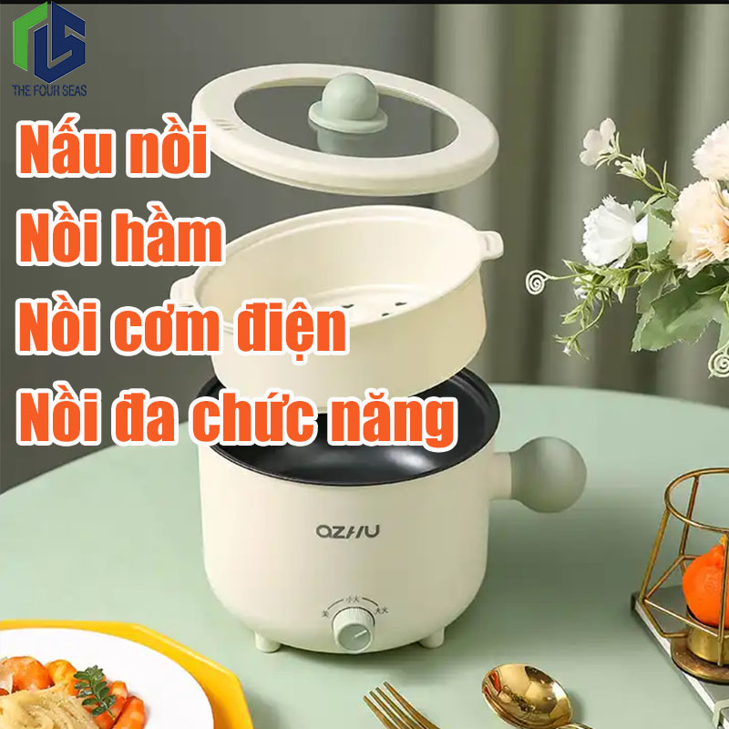 Nồi cơm điện mini nồi hấp 1,8 lít nồi cơm điện chống dính 2 tầng chảo nóng nồi lẩu điện đa năng,đồ gia dụng