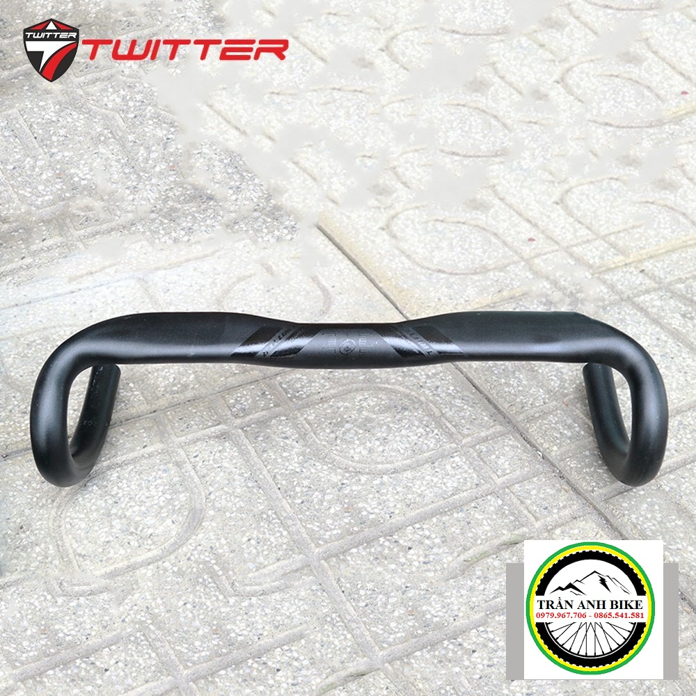 Ghi đông nhôm dẹp xe đạp road TWITTER RETROSPEC 420x31.8mm
