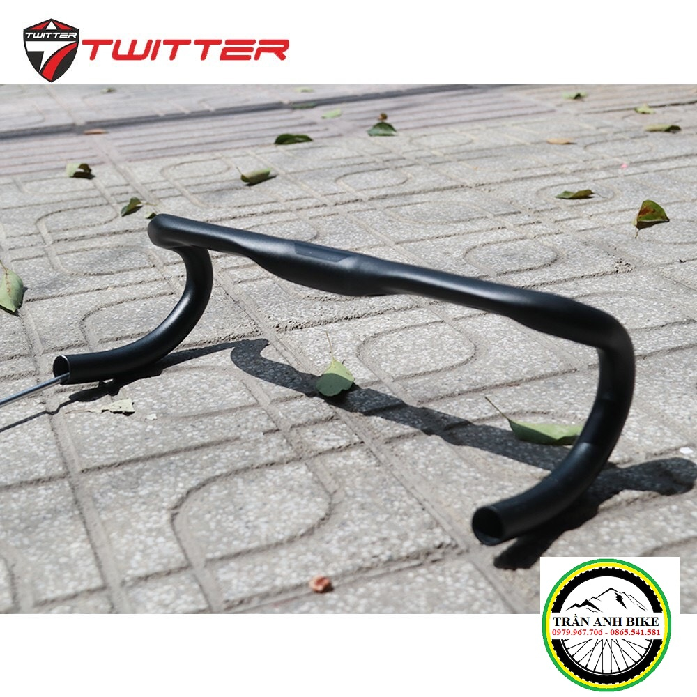 Ghi đông nhôm dẹp xe đạp road TWITTER RETROSPEC 420x31.8mm