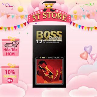Bao Cao Su Boss 4 In 1 - Siêu Gân Gai - Kéo Dài Thời Gian Quan Hệ - Hộp 12 Chiếc - Xuất Xứ Malaysia