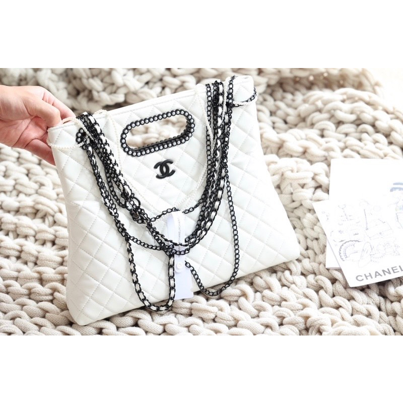 Túi Xách Cha. neo Shop.ping Size 32cm Màu Trắng