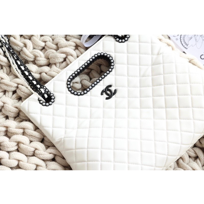 Túi Xách Cha. neo Shop.ping Size 32cm Màu Trắng