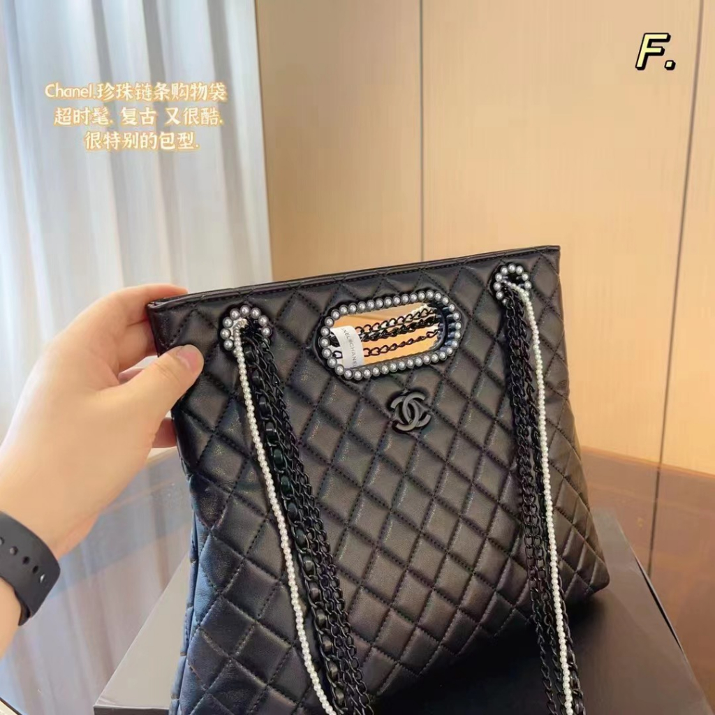 Túi Xách Cha. neo Shop.ping Size 32cm Màu Đen