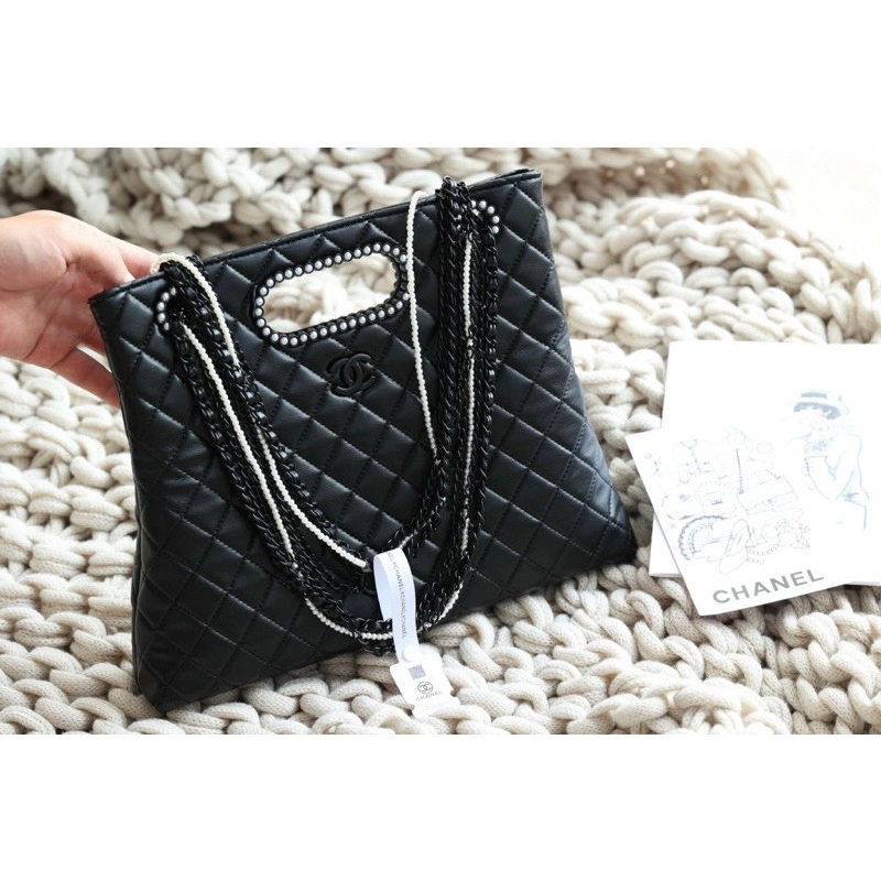 Túi Xách Cha. neo Shop.ping Size 32cm Màu Đen