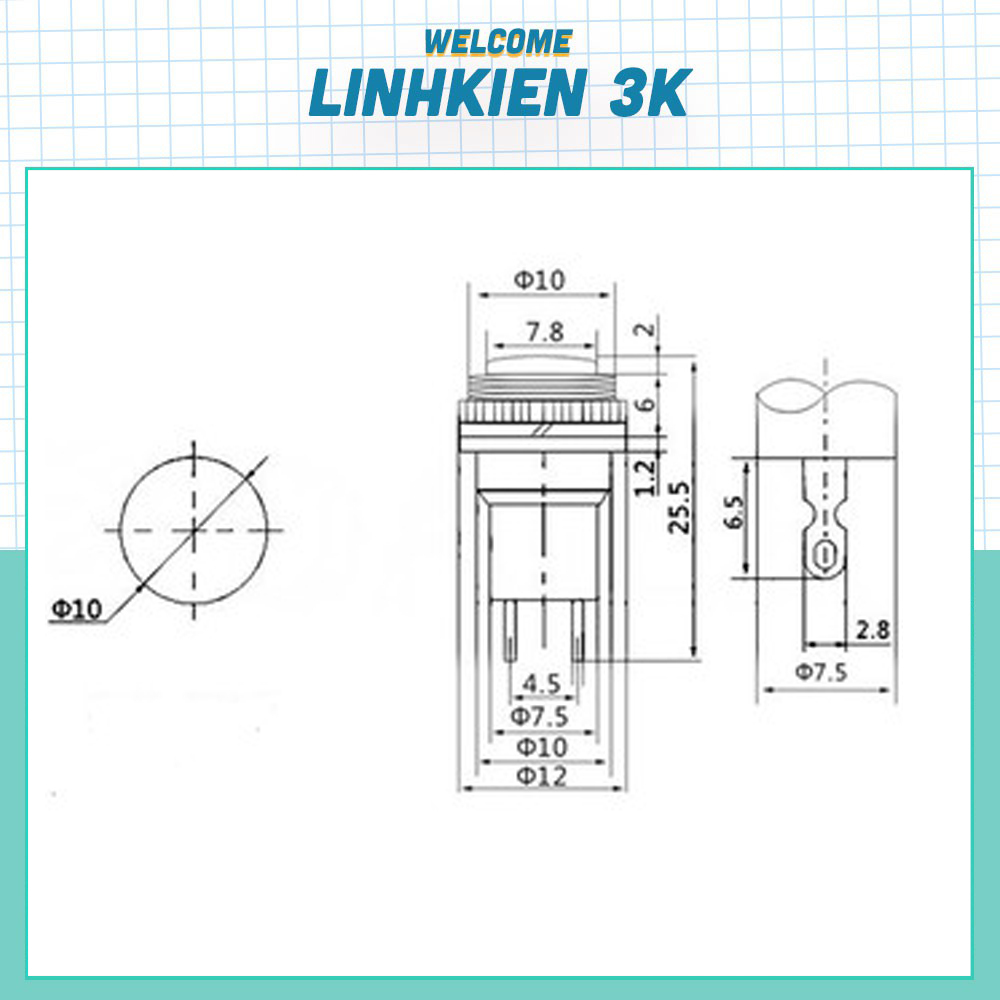 Nút Nhấn Nhả - Nút Reset 10mm ren trên DS-314