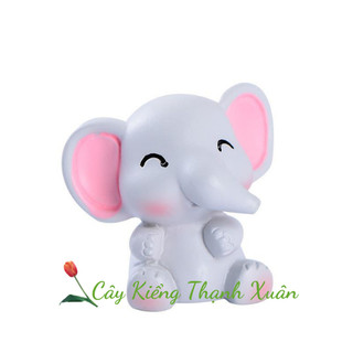 Phụ kiện tiểu cảnh Voi con, trang trí chậu cây sen đá, chậu cây, kệ sách, bàn làm việc