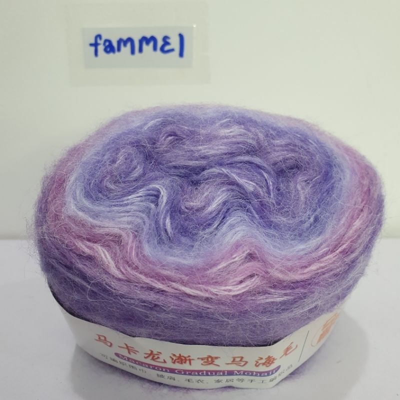 Len mohair  màu loang cầu vồng