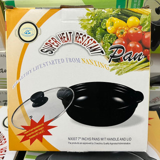 Nồi đất cạn đỉnh 7 " nắp kính , nấu mỳ cay, kho cá, kho thịt