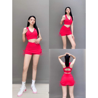 Bộ tập sát nách chân váy ( tặng kèm mút) l1