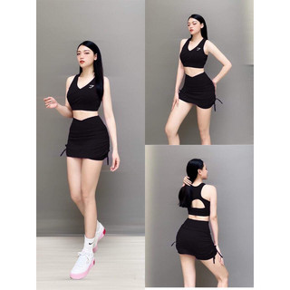 Bộ tập sát nách chân váy ( tặng kèm mút) l1