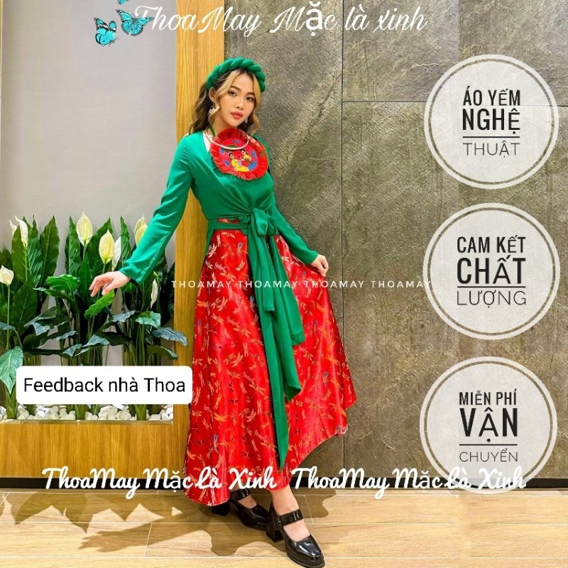 Áo yếm tết đầm váy,chụp tết ảnh hoa sen,studio nghệ thuật chất liệu gấm,lụa hồng ngọc yg5