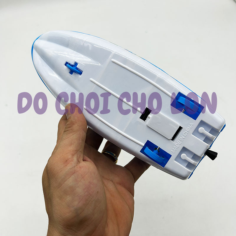 Đồ chơi mô hình tàu thuyền cano rút dây đèn bằng nhựa chạy dây cót 5818-1