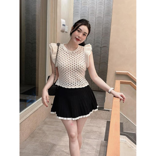 Áo len lỗ sát nách viền bèo