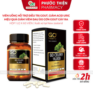 Viên uống hỗ trợ bệnh gout GO Healthy GO CELERY 16000 New Zealand lọ 60 viên axit uric giảm acid uric, biến chứng gút