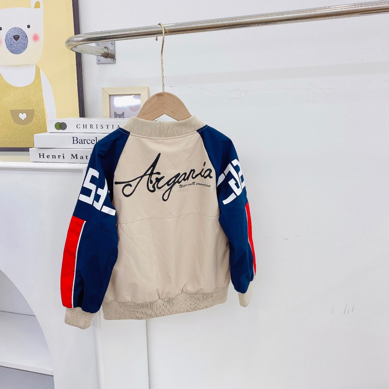 Áo khoác dáng bomber chất gió cho bé trai bé gái mặc từ 15-27kg