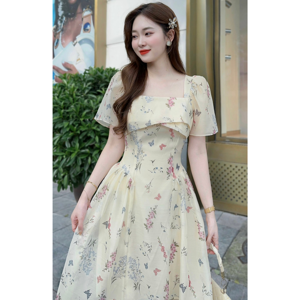 Đầm Thiết Kế MAY V317 Chất Liệu Tơ Nến - Váy Thiết Kế Thanh Lịch Chuẩn MAY