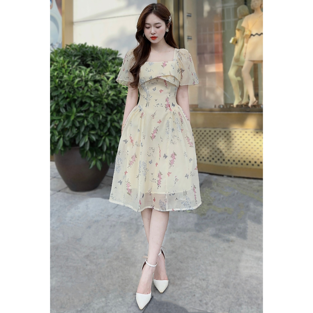 Đầm Thiết Kế MAY V317 Chất Liệu Tơ Nến - Váy Thiết Kế Thanh Lịch Chuẩn MAY