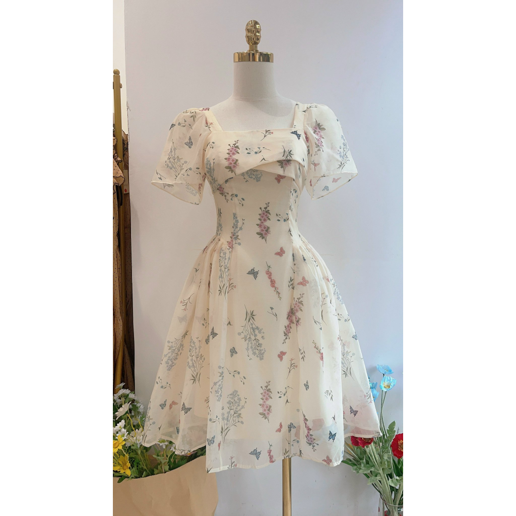 Đầm Thiết Kế MAY V317 Chất Liệu Tơ Nến - Váy Thiết Kế Thanh Lịch Chuẩn MAY