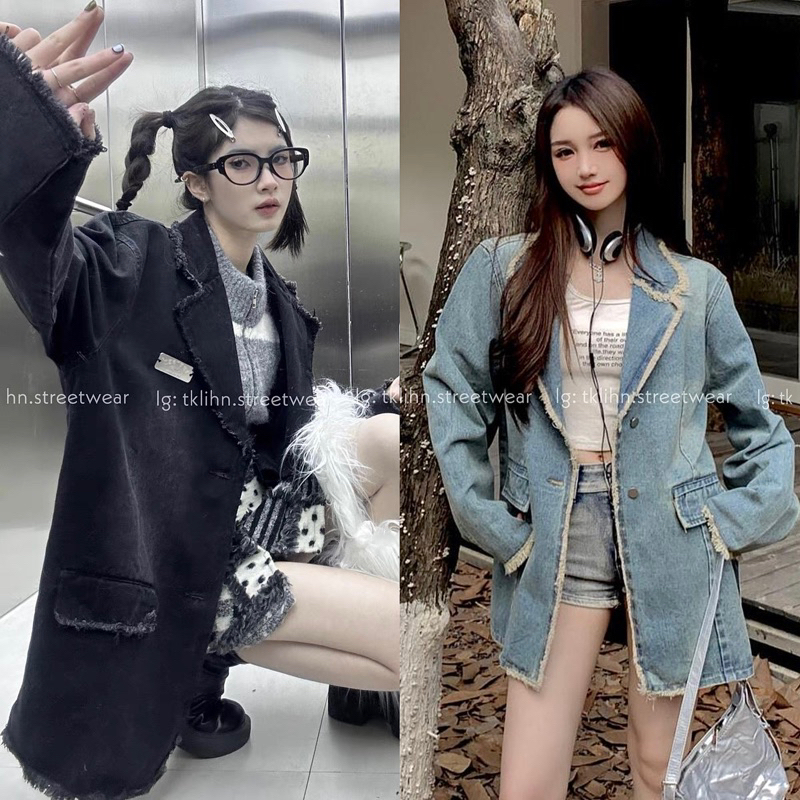 TKLIHN Áo vest JEANS áo khoác BLAZER Ulzzang phong cách UNISEX jeans rách cá tính ĐỘC LẠ hot FASHIONITA 2023