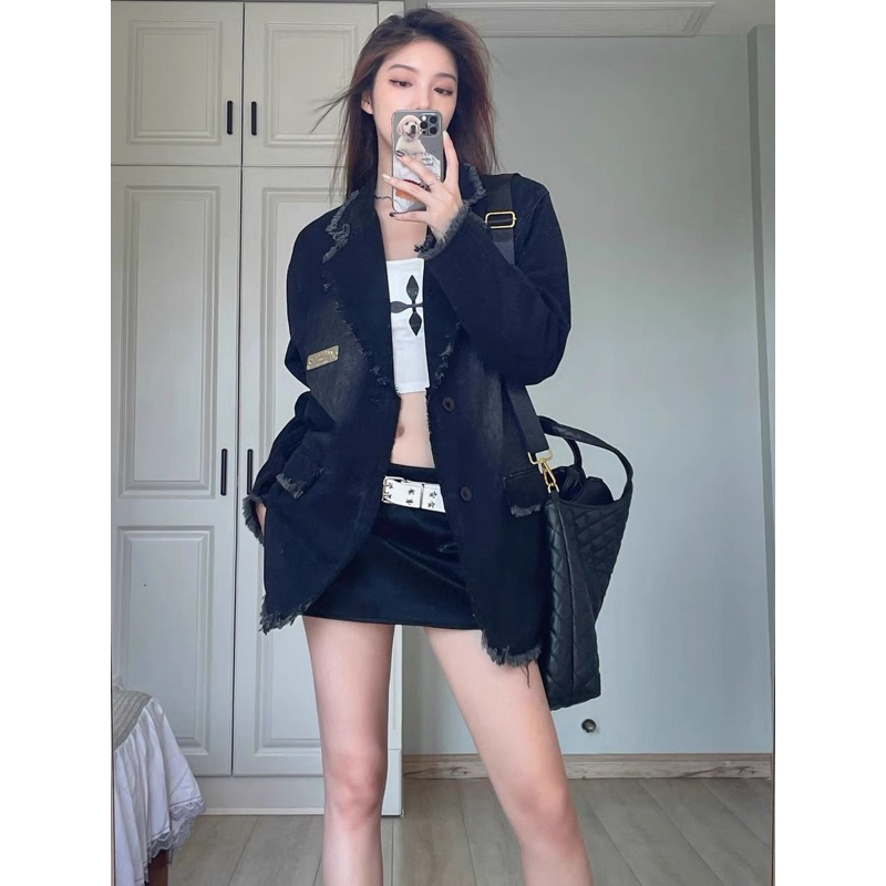 TKLIHN Áo vest JEANS áo khoác BLAZER Ulzzang phong cách UNISEX jeans rách cá tính ĐỘC LẠ hot FASHIONITA 2023