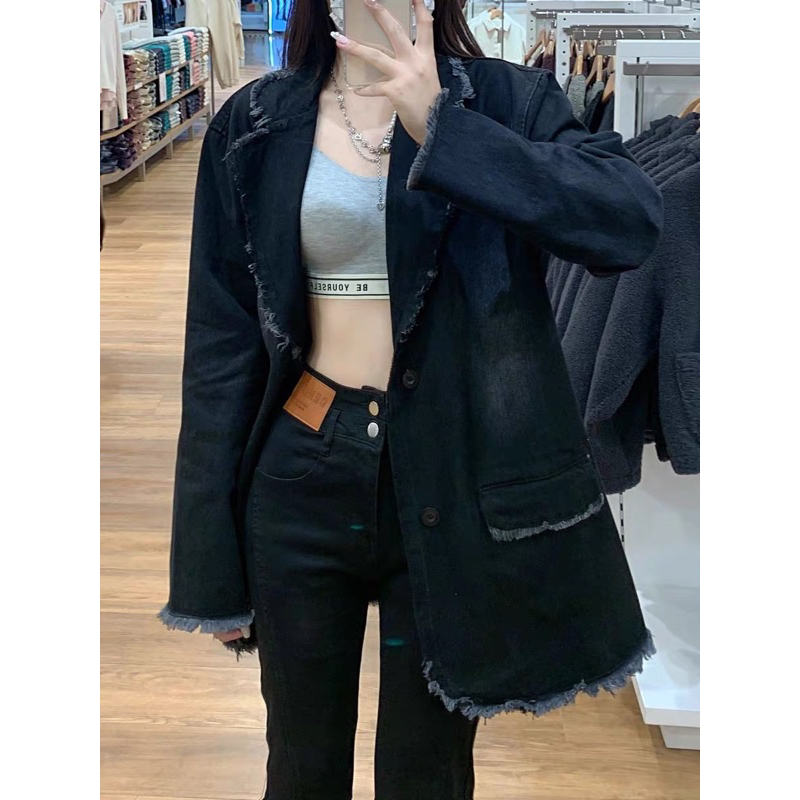 TKLIHN Áo vest JEANS áo khoác BLAZER Ulzzang phong cách UNISEX jeans rách cá tính ĐỘC LẠ hot FASHIONITA 2023