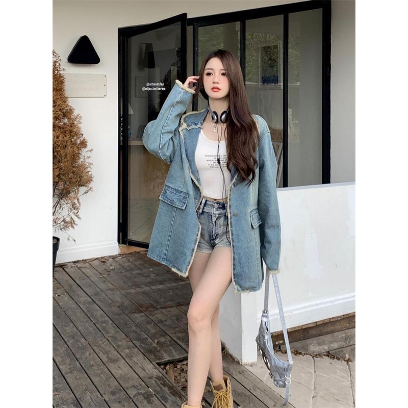 TKLIHN Áo vest JEANS áo khoác BLAZER Ulzzang phong cách UNISEX jeans rách cá tính ĐỘC LẠ hot FASHIONITA 2023