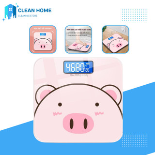 Cân điện tử sức khoẻ hình heo hồng dễ thương, cân điện tử bác sĩ gia đình, mặt kính chịu lực