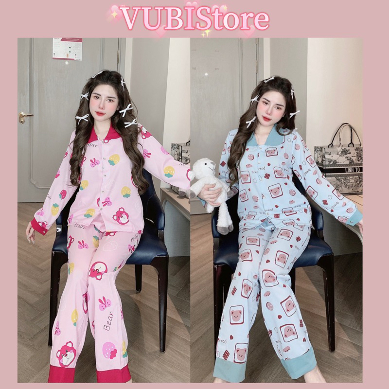 PYJAMA TAY DÀI QUẦN DÀI LỤA MANGO CỔ SEN