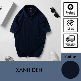 Áo thun polo nam vải cá sấu cvc thoáng mát lịch sự màu XANH ĐEN