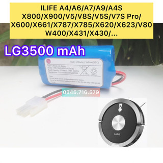 Pin chính hãng lg 3500mah nâng cấp cho robot hút bụi ilife a4/a6/a7/a9/a4s x800/x900/v5/v5s/v7s pro/ x600/...