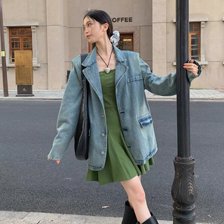 Tklihn áo khoác jeans loang màu ulzzang mix da hot fashionita áo vest jeans hot trend 2023 thanh lịch