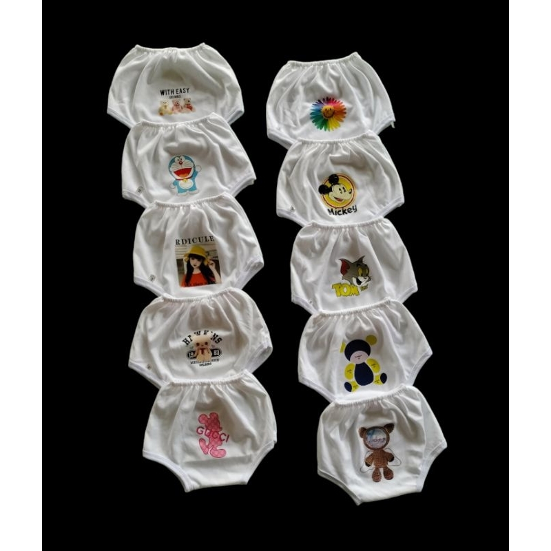 Set 10 quần chip trắng in mông cho bé trai bé gái