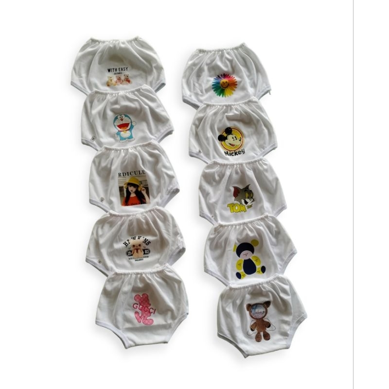 Set 10 quần chip trắng in mông cho bé trai bé gái