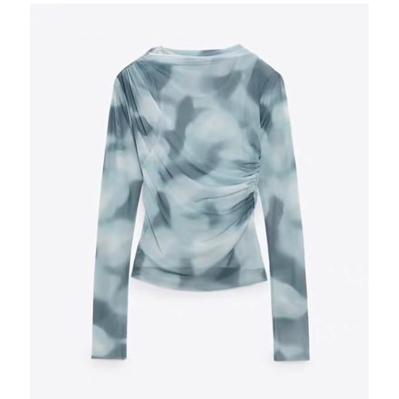 Áo voan loang màu bo chun Zara xuất A244