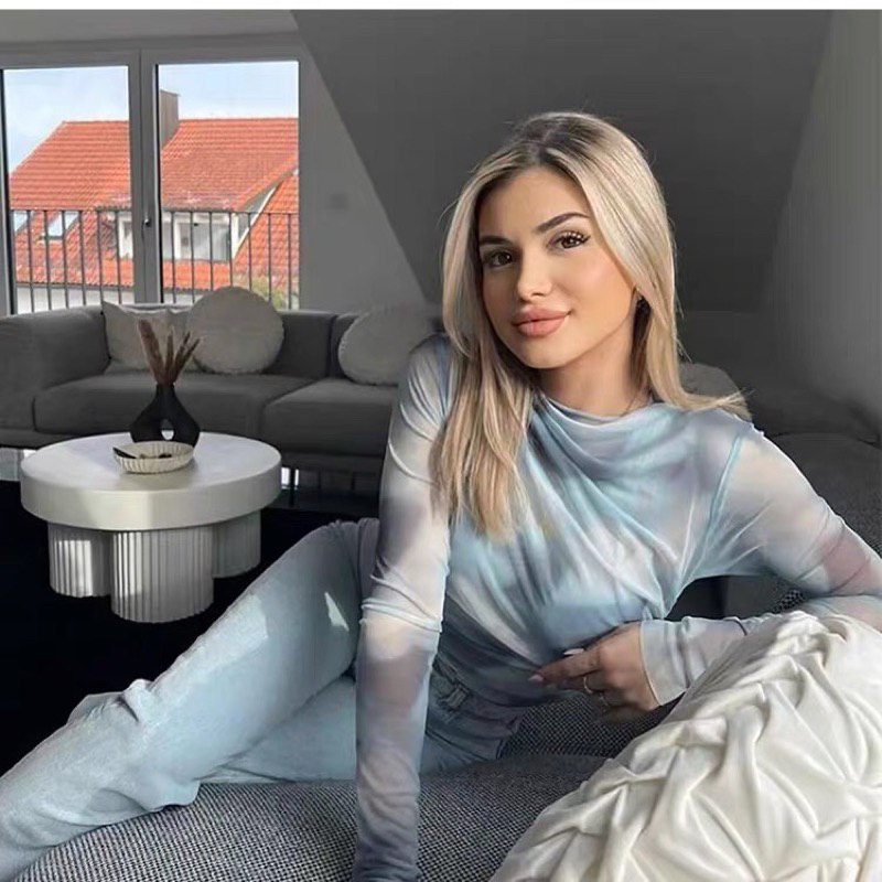 Áo voan loang màu bo chun Zara xuất A244