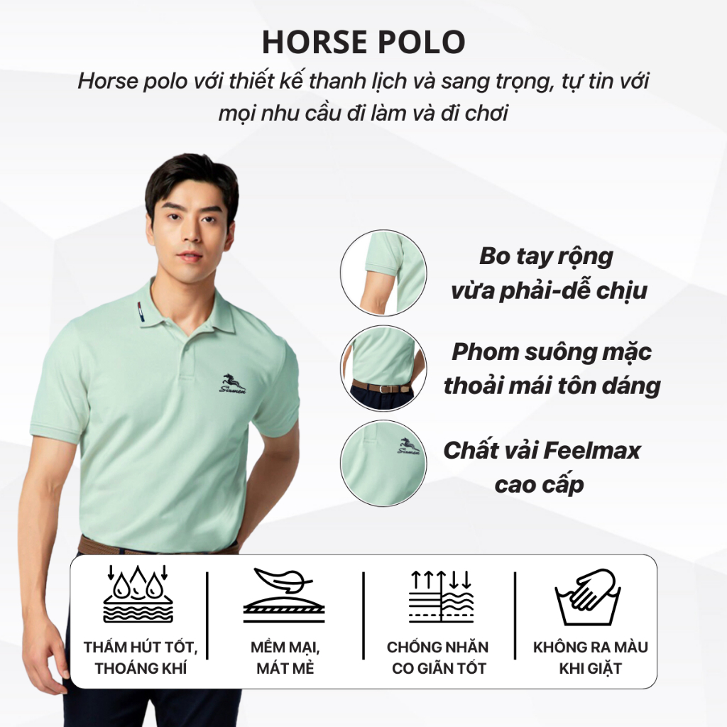 Áo Polo nam cao cấp cổ bẻ  SIXMEN Mã Đáo Thành Công - Polo vải cá sấu cotton CVC Thoáng mát
