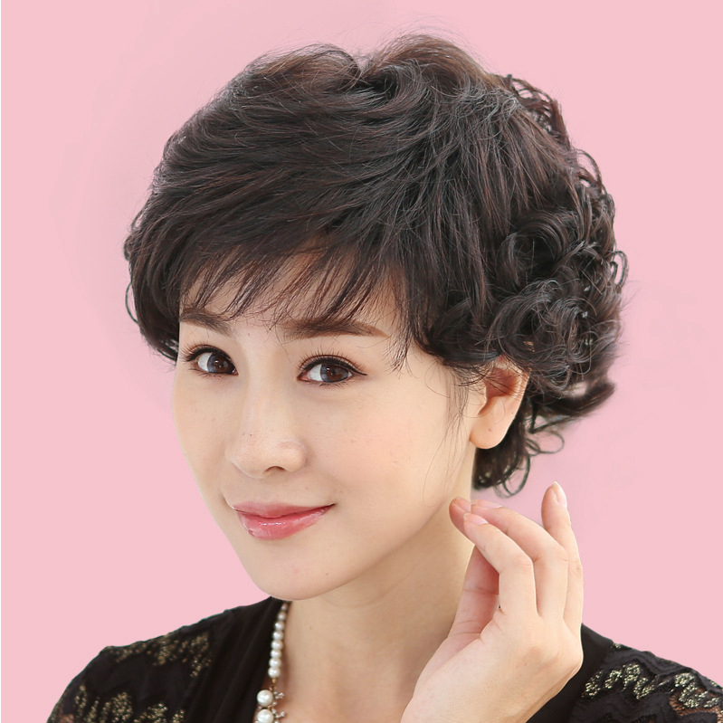 🌿Tặng Lưới🌿 Tóc giả nữ trung niên nguyên đầu tự nhiên - TG49