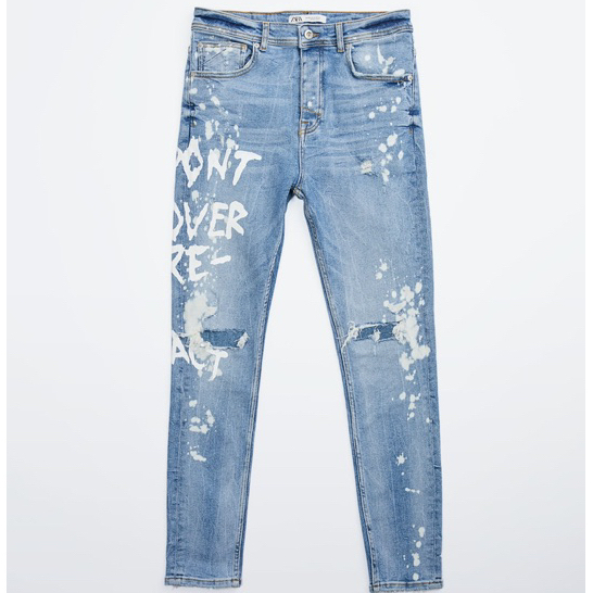 Quần jean nam in chữ Zara authentic GRAFFITI SKINNY size 30