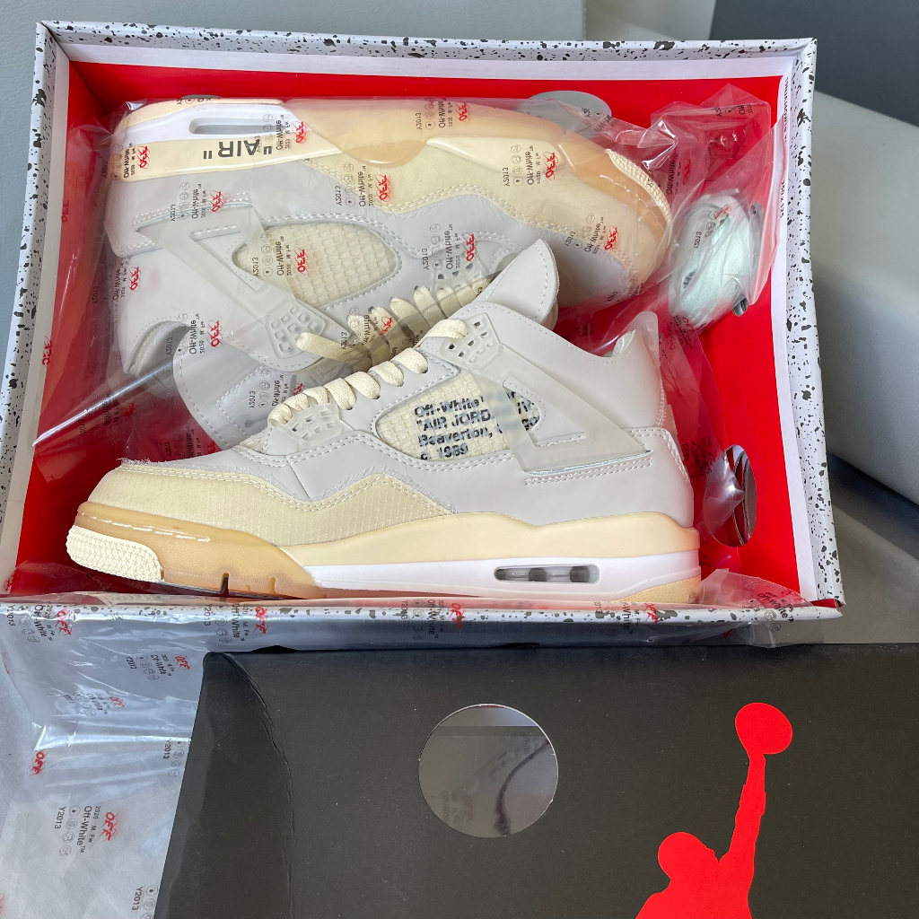Giày Off White x Air Jordan 4 “Sail” CV9388-100 - BẢN CAO CẤP BOX NẮP CÓ LỖ